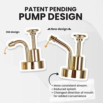 Molimoli Coffee Syrup Dispenser for Coffee Bar, Coffee Pump Dispenser, Glass Syrup Bottle w. Pump, 11.8 oz 350 ml, Set of 2, Gold Upgraded Pump
