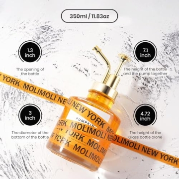 Molimoli Coffee Syrup Dispenser for Coffee Bar, Coffee Pump Dispenser, Glass Syrup Bottle w. Pump, 11.8 oz 350 ml, Set of 2, Gold Upgraded Pump