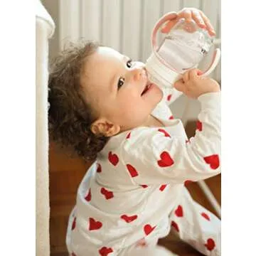 BEABA 2-in-1 Baby Bottle to Transition Sippy Cup, No Spill Sippy Cup, Includes Removable Handles, Silicone Baby Bottle Nipple and Soft Spout, 7 oz (Rose)