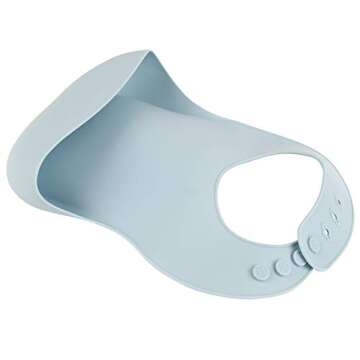 The Happy Stork Silicone Baby Bib with Food Catcher, Adjustable Fit Waterproof, Silicone Bibs for Girl, Boy, Infant and Toddlers Ages 6 to 36 Months Set of 2