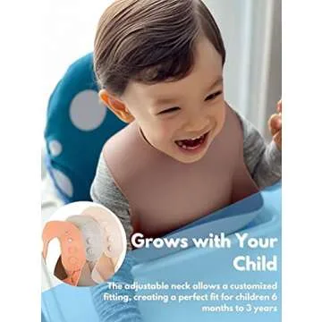 The Happy Stork Silicone Baby Bib with Food Catcher, Adjustable Fit Waterproof, Silicone Bibs for Girl, Boy, Infant and Toddlers Ages 6 to 36 Months Set of 2