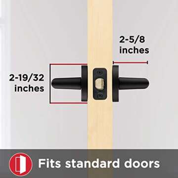 Kwikset 91550-030 Milan Door Handle Lever with Modern Contemporary Slim Round Design for Home Bedroom or Bathroom Privacy in Iron Matte Black