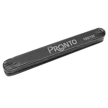 Pronto Professional Nail Files for Nail Art Salon – Black Double Sided 100/180 Grit for Manicure a...