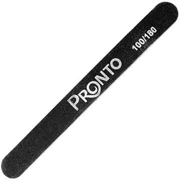 Pronto Professional Nail Files for Nail Art Salon – Black Double Sided 100/180 Grit for Manicure and Pedicure (10 Piece Set)