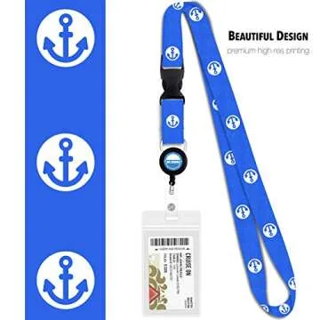 Cruise On Cruise Lanyard for Ship Cards - 2 Pack with ID Holder, Key Card Lanyard for Ship Cards - Retractable Badge & Waterproof Key Card Holder - Cruise Essentials 2025 & 2026 (Blue Anchor)