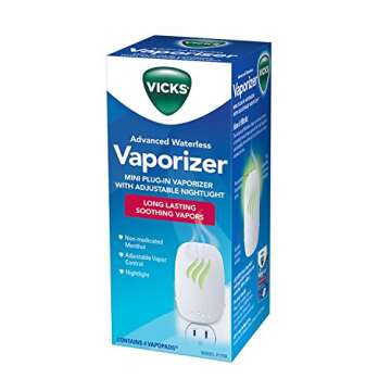Vicks Advanced Soothing Vapors Waterless Vaporizer with Night Light and VapoPads to Help Relieve Dis...
