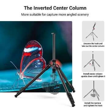 SmallRig T-10 Camera Tripod, 68" Foldable Aluminum Tripod & Monopod, Compatible with 1/4"-20 and 3/8"-16 Video Head, Payload 33lb, Adjustable Height from 19.7" to 67.7" for Camera, Phone - 3983