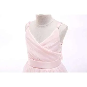 Glamulice Pink Girls Lace Bridesmaid Dress – Elegant A-Line Gown