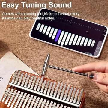 Kalimba Thumb Piano 17 Keys, Portable Mahogany Mbira Finger Piano with Protection Case, Carrying Bag, Instruction, Tune Hammer for Beginners Professional Holiday Gift for Valentine's Day (Blue)
