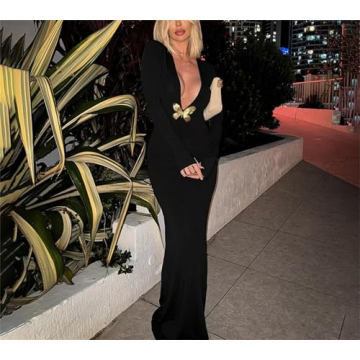 QNI Sexy Maxi Dress with Butterfly Print for Elegant Events