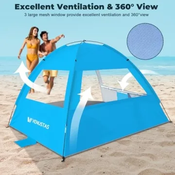 Venustas Beach Tent Sun Shelter for 3-10 Persons, UPF 50+
