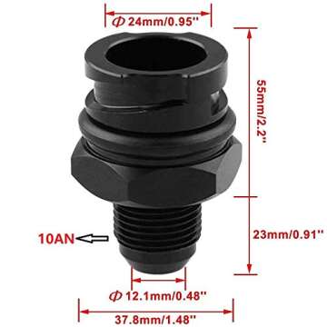 Billet Black Aluminum Valve Cover Oil Cap w/-10 AN Fitting for LS LSX LS1 LS2 LS3 LS6 LS7