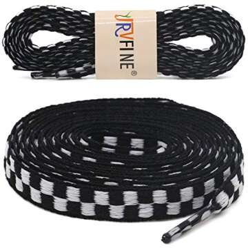 YJRVFINE Flat Checkered Shoe Laces: Stylish Durable Shoelaces for All Shoes