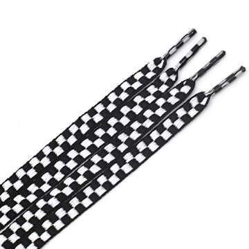 YJRVFINE Checkered Flat Shoe Laces - Stylish & Versatile