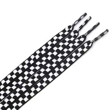 YJRVFINE Checkered Flat Shoe Laces - Stylish & Versatile
