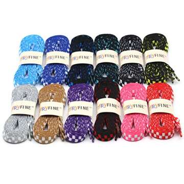 YJRVFINE Checkered Flat Shoe Laces - Stylish & Versatile