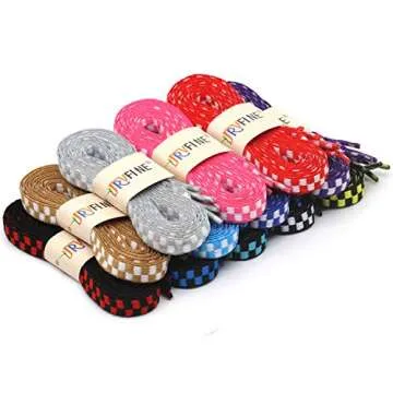 YJRVFINE Checkered Flat Shoe Laces - Stylish & Versatile