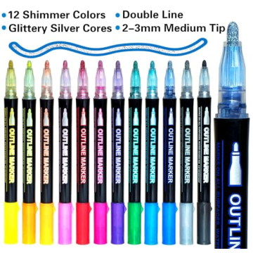 Vibrant Muchcute Shimmer Outline Markers for Kids