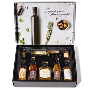 Thoughtfully Gourmet Olive Oil Sampler Gift Set - Extra-Virgin Oils from Spain, Set of 8 Unique Flav...