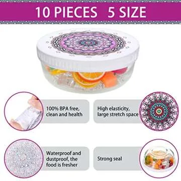Patelai 10 Pcs Bowl Covers Reusable in 5 Size Stretch Cloth Fabric Bowl Covers Elastic Food Storage Covers Bread Sourdough Lids for Proofing Food Fruits Leftover(Retro Style)