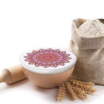 Patelai 10 Pcs Bowl Covers Reusable in 5 Size Stretch Cloth Fabric Bowl Covers Elastic Food Storage Covers Bread Sourdough Lids for Proofing Food Fruits Leftover(Retro Style)