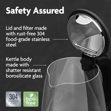 Vianté Electric Glass Tea Kettle - Fast & BPA-Free