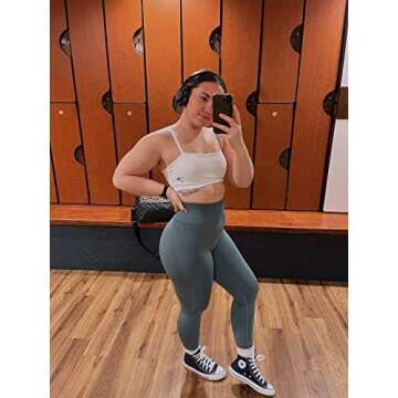 AUROLA Workout Leggings for Women Seamless Scrunch Yoga Pants Tummy Control Gym Fitness Sport Active Leggings 25'' (XS, Eucalyptus)