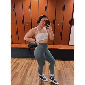 AUROLA Workout Leggings for Women Seamless Scrunch Yoga Pants Tummy Control Gym Fitness Sport Active Leggings 25'' (XS, Eucalyptus)