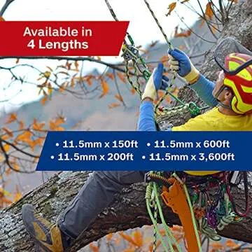 Teufelberger Tachyon Climbing Rope - 24-Strand Polyester Rope for Tree Care Operations (11.5mm x 150ft, GreenBlue)