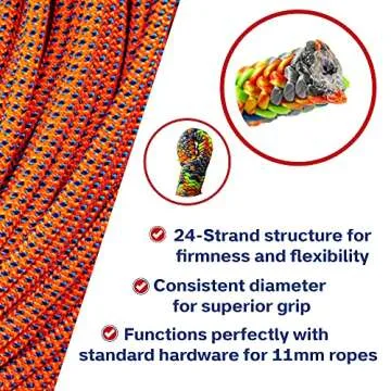 Teufelberger Tachyon Climbing Rope - 24-Strand Polyester Rope for Tree Care Operations (11.5mm x 150ft, GreenBlue)