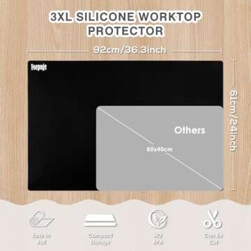 36.2" x 24" Extra Large Silicone Mat for Epoxy Resin, Nonstick Silicon Mats for Crafts Jewelry Casti...