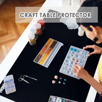 36.2" x 24" Extra Large Silicone Mat for Epoxy Resin, Nonstick Silicon Mats for Crafts Jewelry Casting, Non-Slip Kitchen Table Placemats for Countertop Protector Heat Resistant by Foepoge, Black
