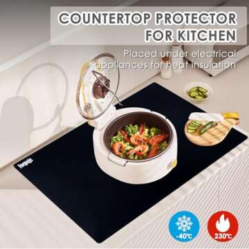 36.2" x 24" Extra Large Silicone Mat for Epoxy Resin, Nonstick Silicon Mats for Crafts Jewelry Casting, Non-Slip Kitchen Table Placemats for Countertop Protector Heat Resistant by Foepoge, Black