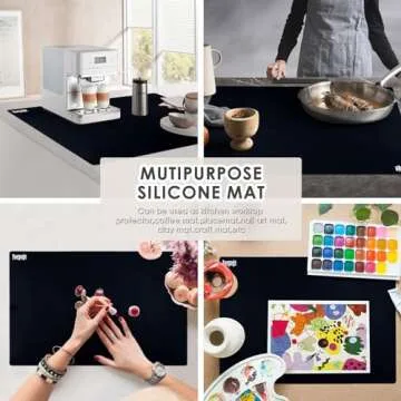 36.2" x 24" Extra Large Silicone Mat for Epoxy Resin, Nonstick Silicon Mats for Crafts Jewelry Casting, Non-Slip Kitchen Table Placemats for Countertop Protector Heat Resistant by Foepoge, Black