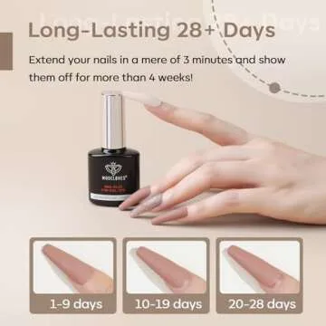 Modelones 9 in One Nail Glue Base Coat Nail Polish Set Brush On Gel Nail Glue 15ml for Rhinestone, False Nails, Base Gel, Blooming Nail Art Gel Nail Kit for Acrylic Nails U V Lamp Needed