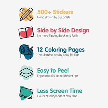 Sticker Book for Kids 2-4, 500+ Kids Stickers, Cars, Trucks, Planes & Trains 12 Coloring Pages 12 Side by Side Scenes, Fun Toddler Travel Activity Coloring and Sticker Books for Ages 4-8 + 8-10