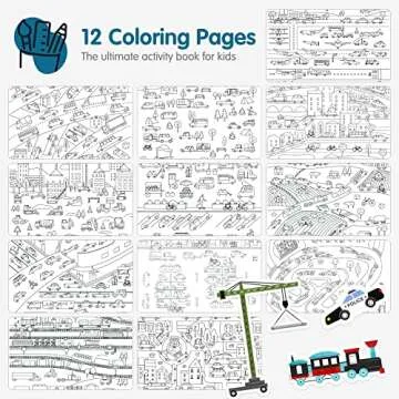 Sticker Book for Kids 2-4, 500+ Kids Stickers, Cars, Trucks, Planes & Trains 12 Coloring Pages 12 Side by Side Scenes, Fun Toddler Travel Activity Coloring and Sticker Books for Ages 4-8 + 8-10