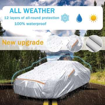 Autsop Car Cover Waterproof All Weather,12-Layer Car Covers for Automobiles Outdoor Heavy Duty Full ...
