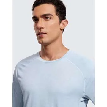 CRZ YOGA Lightweight Long Sleeve Shirts for Men Moisture Wicking Quick Dry T-Shirt Workout Running Basic Tee Tops Chambray Blue Heather X-Large