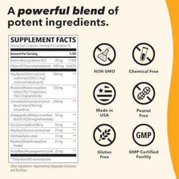 LifeSeasons - Adrenal-T - Adrenal Fatigue Support Supplement - Helps Lower Cortisol - Avoid Burnout - Aids Stress Management - Energizing - with Ashwagandha Adaptogens - 60 Capsules