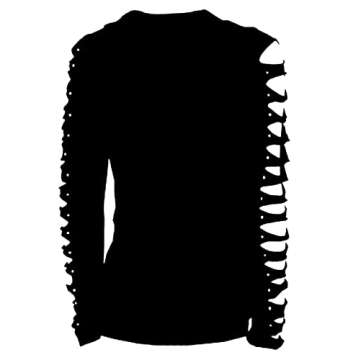 Fashion2ne1 Medical Nurse Hospital Bling Rhinestone T-Shirt Ripped Cut Out Long (1X-Large) Black