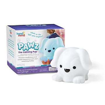 hand2mind PAWZ The Calming Pup, Rechargeable Night Light and Mindfulness Tool for Kids