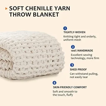 Chunky Knit Chenille Blanket Throw 50x60