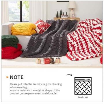 Chunky Knit Chenille Blanket Throw 50x60