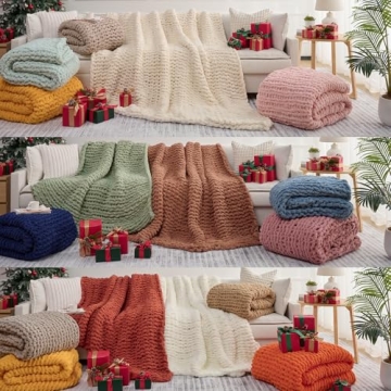 Chunky Knit Chenille Blanket Throw 50x60