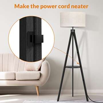 LEPOWER Stylish Wood Tripod Floor Lamp with Shelf