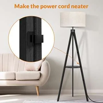 LEPOWER Stylish Wood Tripod Floor Lamp with Shelf