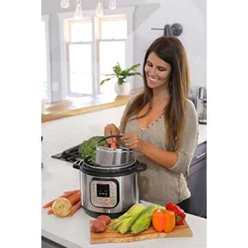 3-Piece Divided Steamer Basket for Pressure Cooker Compatible with Instant Pot Accessories Ninja Foodi Other Mullti Cookers, Strainer Insert Can Cook 3-in-1 (6 Qt - Divider Basket)