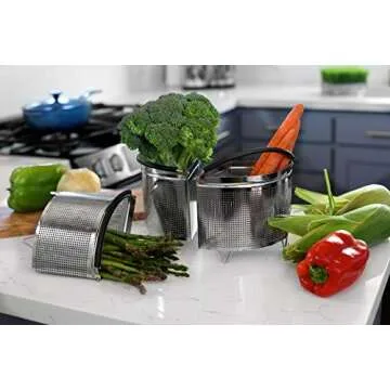 Versatile 3-Piece Divided Steamer Basket for Instant Pot
