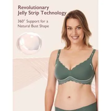 Momcozy Nursing Bras for Breastfeeding, Seamless Pregnancy Maternity Bra Wireless Classic Jelly Strip Support Nursing Bra Pine Green